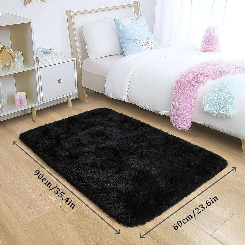 VIKAMA Luxury Black Large Area Plush for Living Room Bedroom Fluffy Carpet,Shaggy Soft Bedside Rug Small Bathroom Floor Mat H260226