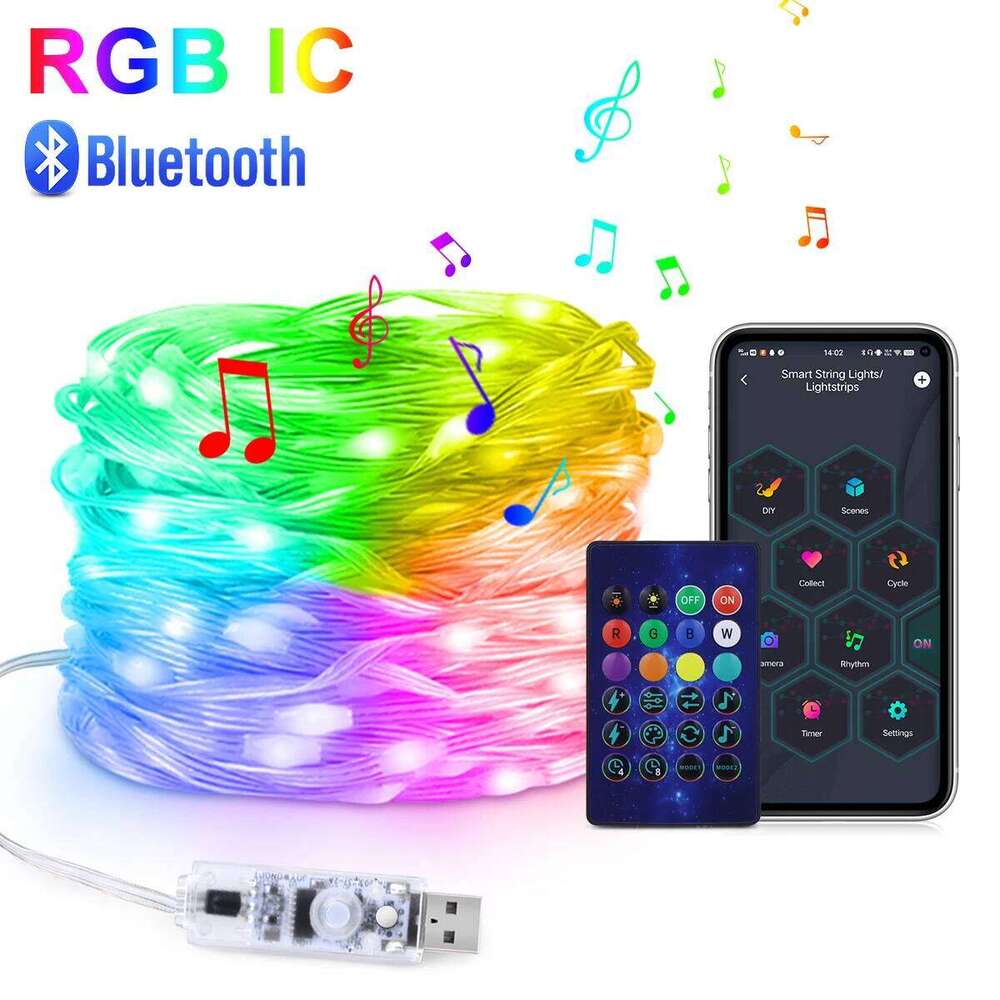 Smart WS2812B RGBIC USB LED Strip Light Bluetooth APP Control Addressable String Lighting Home Curtain Christmas Tree Decorative Z260226