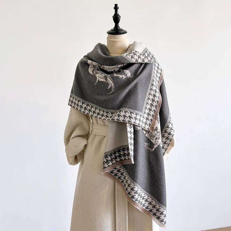 Elegant Zebra Striped Imitation Cashmere Soft Warm Versatile Shawl Coldproof Windproof Blanket Scarf for Autumn Winter Z260226