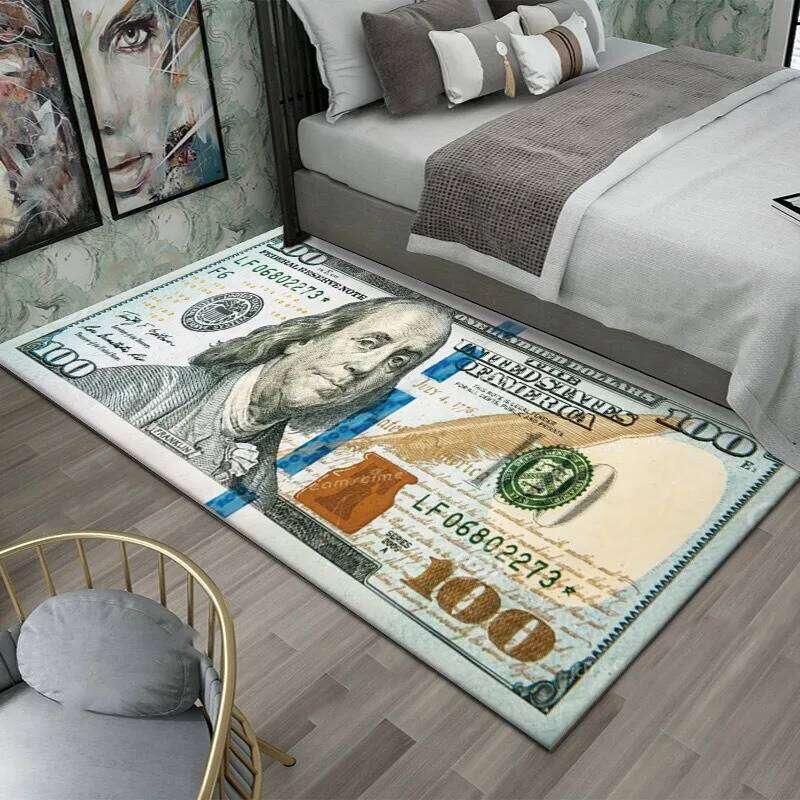 Colorful Creative Dollar Money Print Carpet Mat Rug Large Area Bedroom Entryway Non-Slip Stain Resistant Home Decoration H260226