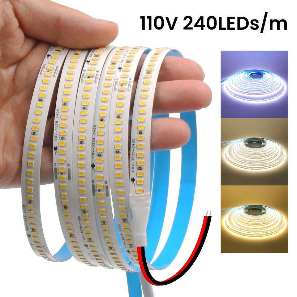 AC 110V 220V LED Strip With 2PIN Cable 240Leds/M IP44 3000K 4000K 7000K Self Adhesive Flexible Ribbon Stripe Home Decor Light Z260226