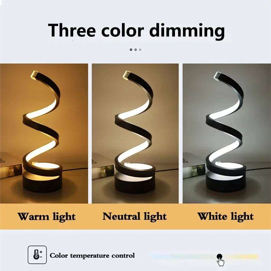 Creative Led Desk Reading Book USB Table Lamp Dimmable Night Light Spiral Snake Shape Button Switch White or RGB Optinal Z260227
