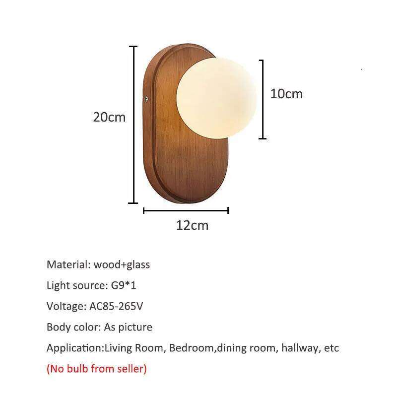 Japanese Solid Wood Wall Nordic Personalized Creative Living Room Bedroom Aisle Eye Protection Decorative Glass Lamp Z260227