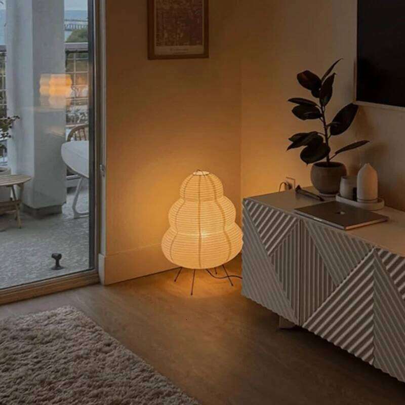 Japanese Style LED Rice Paper Desk Lamp Tricolor Dimming Home Art Decoration Lamps Living Room Hotel Bedroom Bedside Night Light Z260227