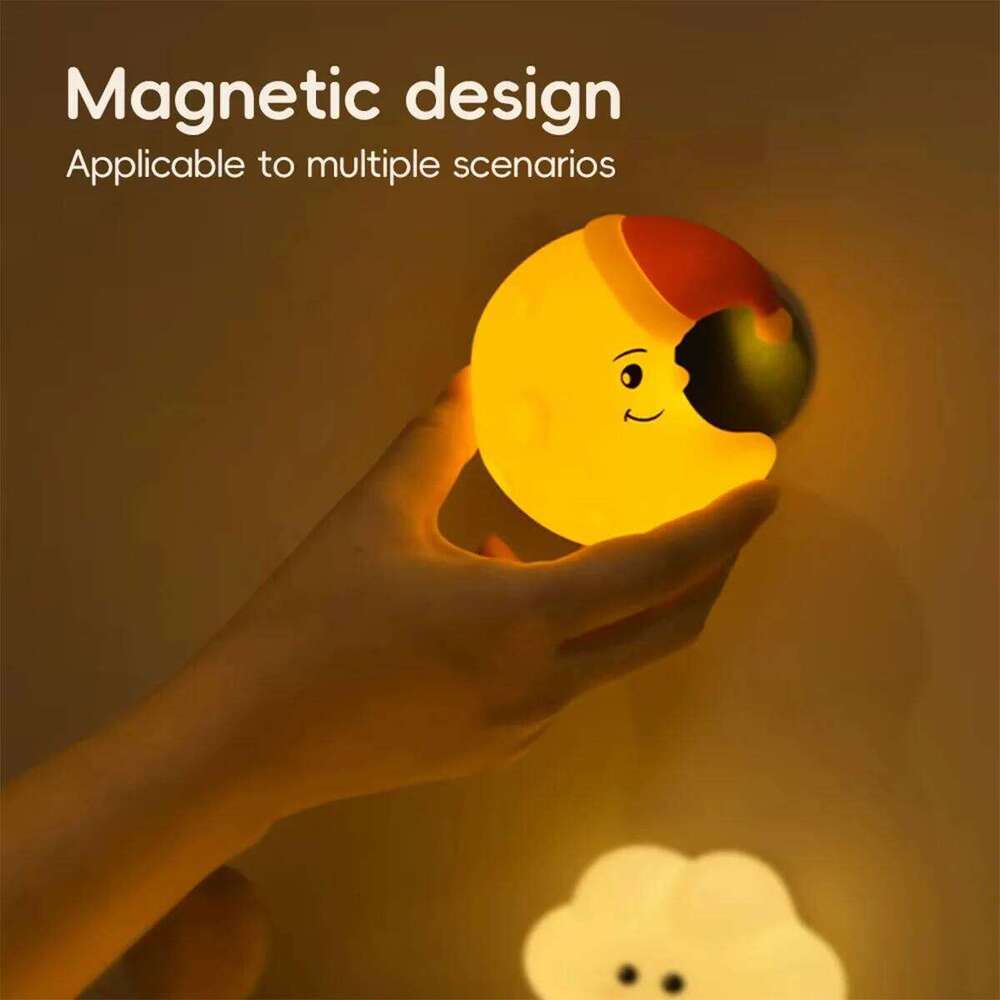 Rechargeable Silicone Led Night Light Wall Lamp Decorative Portable For Bedroom Cute Moon Bedside Baby Dimmable Nursery Sleeping Z260227