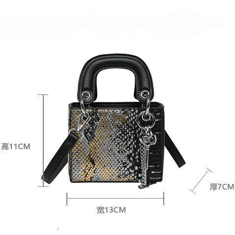 2026 new trendy small square handbags Fashionable Snake Print Shoulder Bag with Premium Feel Crossbody Bag for women fashion versatile Mini Lipstick C