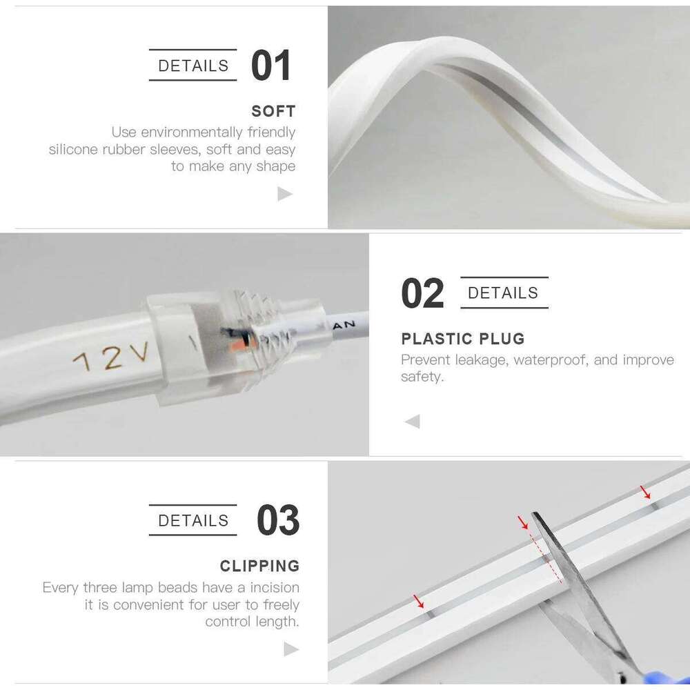 LED Bedroom Study Room Led lights Strip Neon Light Silica Gel with Penetrating Touch Switch Dimmable 2m 3m 5m 10m Z260226