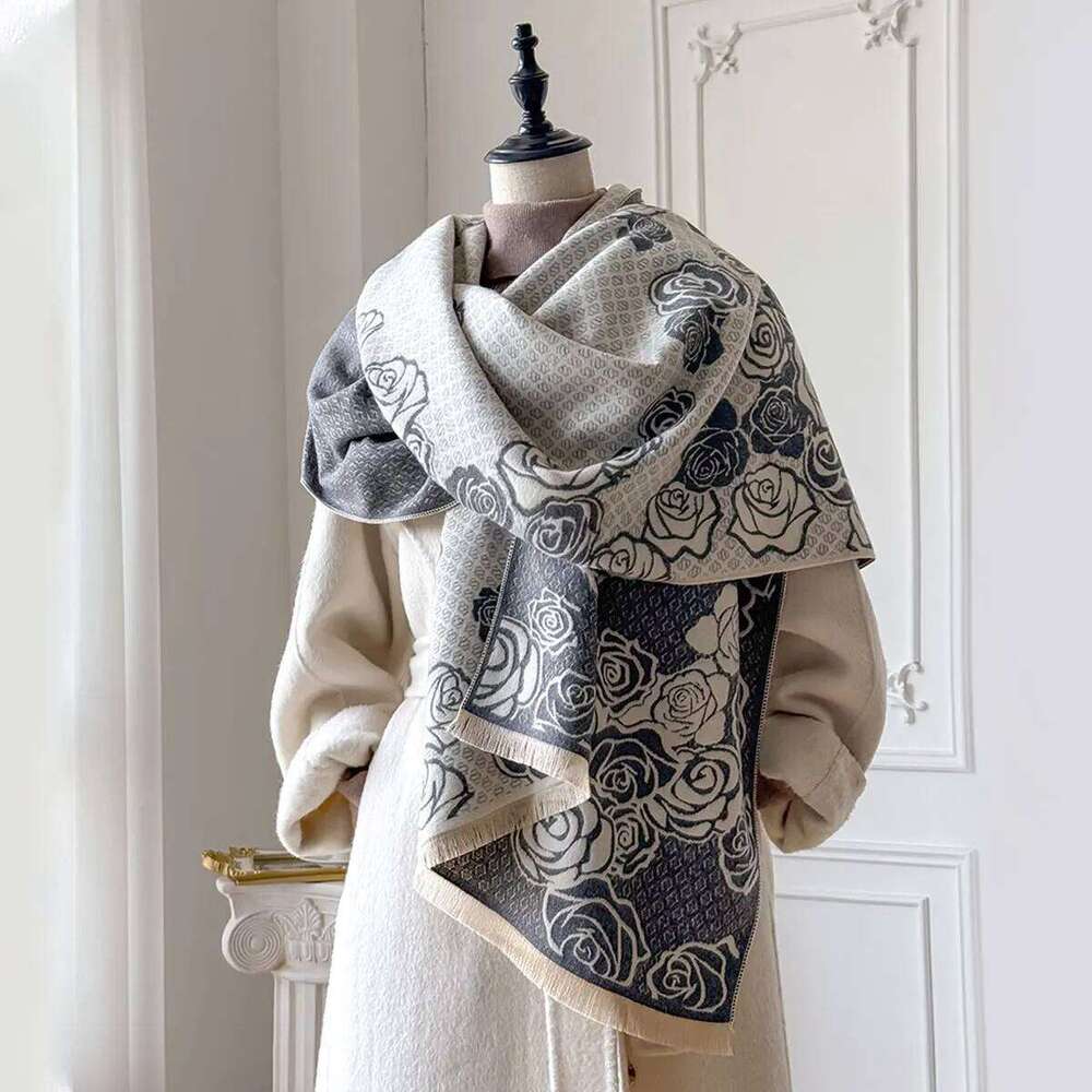 New Winter Cashmere Scarf for Women Rose Shawl Wrap Female Pashmina Luxury Brand Poncho Thick Blanket Warm Bufanda Echarpe Femme Z260226