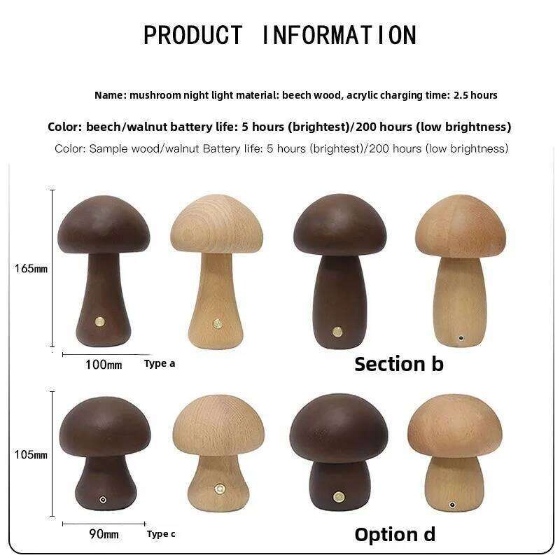 INS LED Light with Touch Switch Wooden Cute Mushroom Bedside Table Lamp for Bedroom Childrens Room Sleeping Night Lamps Z260227