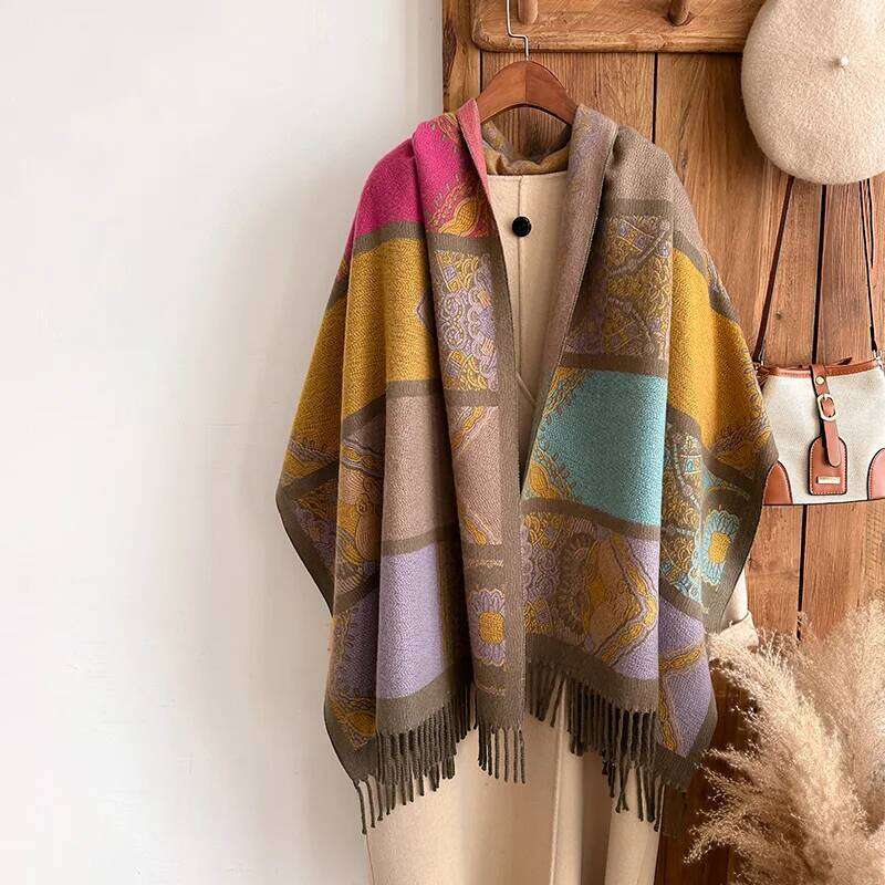 New Luxury Brands Ethnic style Two-Sided Cashmere Soft Warm Fringe Pashmina Shawl Winter Coldproof Windproof Blanket Scarf Z260226