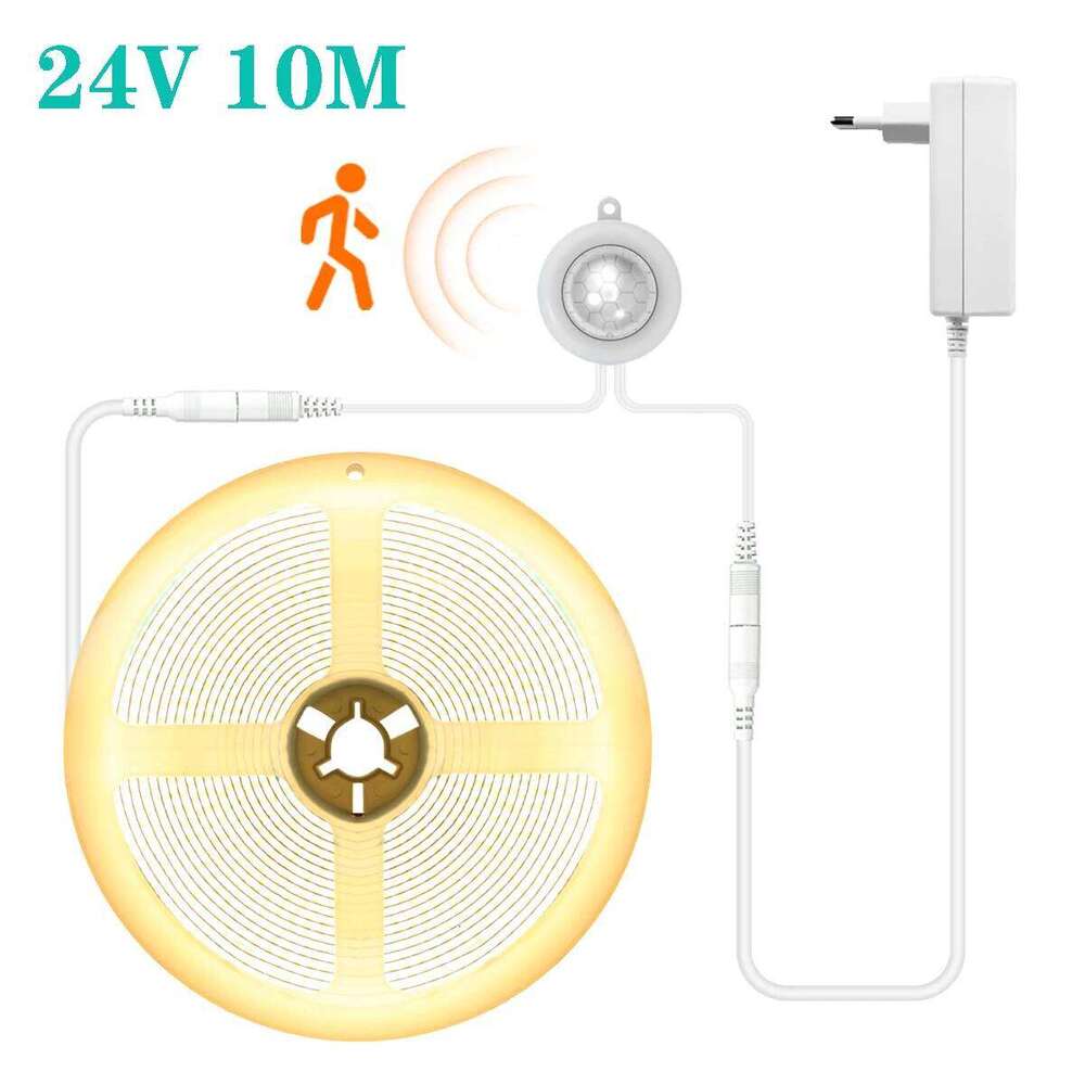 24V 10M Smart PIR Motion Sensor COB LED Strip Flexible Diode Tape Light For DIY Kitchen Christmas Backlight Lamp Decor Z260226