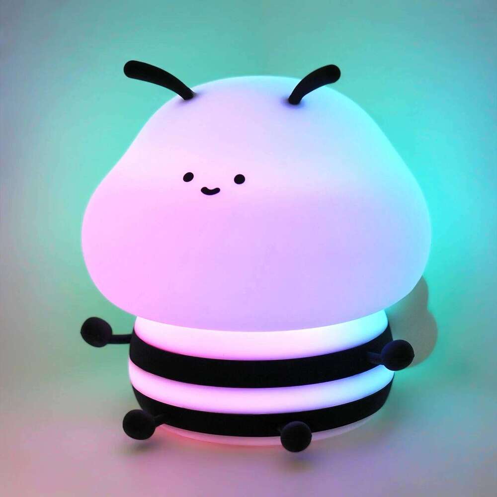 LED Night light Cute Bee Cartoon Animals Silicone Lamp for Children Kid Touch Sensor Timing USB Rechargeable For Birthday Gifts Z260227