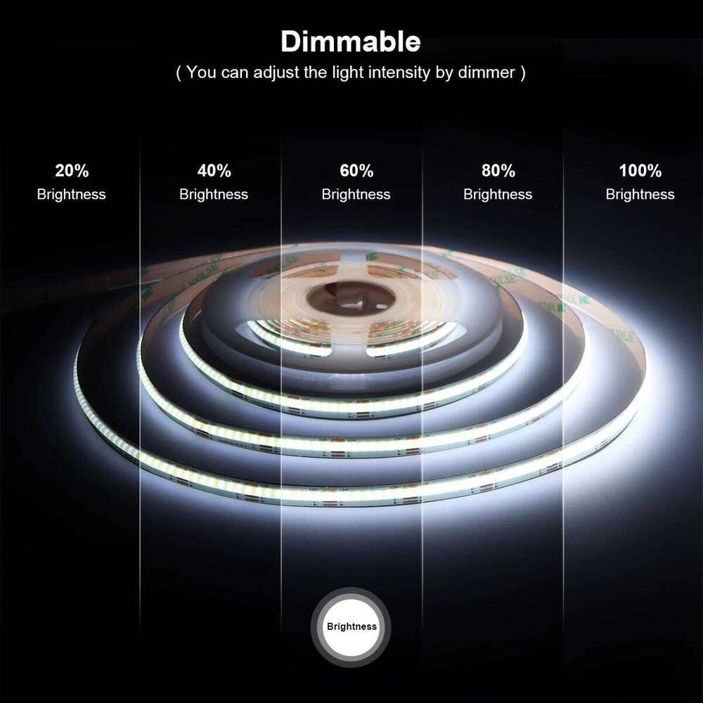 2700K - 6500K Changeable Linear Dimmable CCT COB LED Strip Light 608LEDs/M High Density Flexible Diode Tape Lamp 3M 5M 12V 24V Z260226