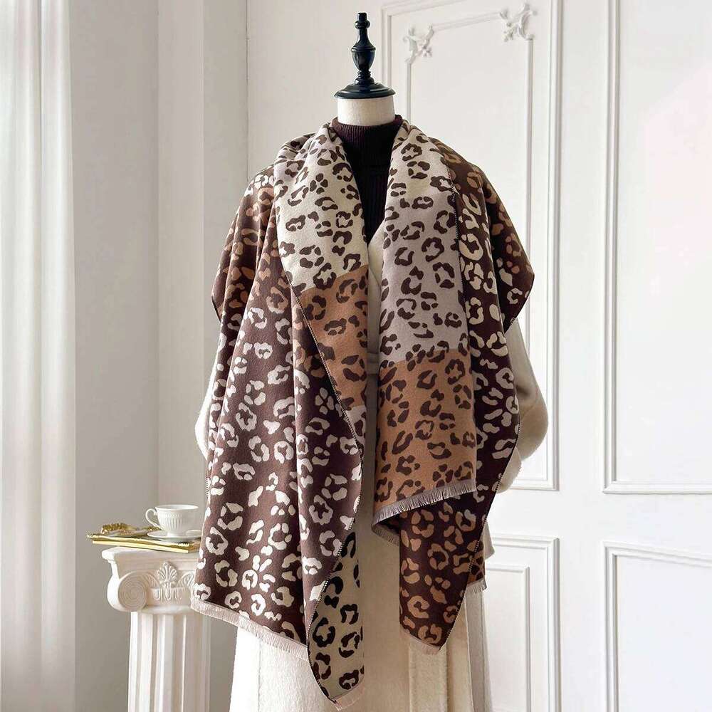 Latest Design Luxury Winter Leopard Print Imitation Cashmere Jacquard Scarves Women Thicken Wrap Shawl Ladies Pashmina Scarf Z260226