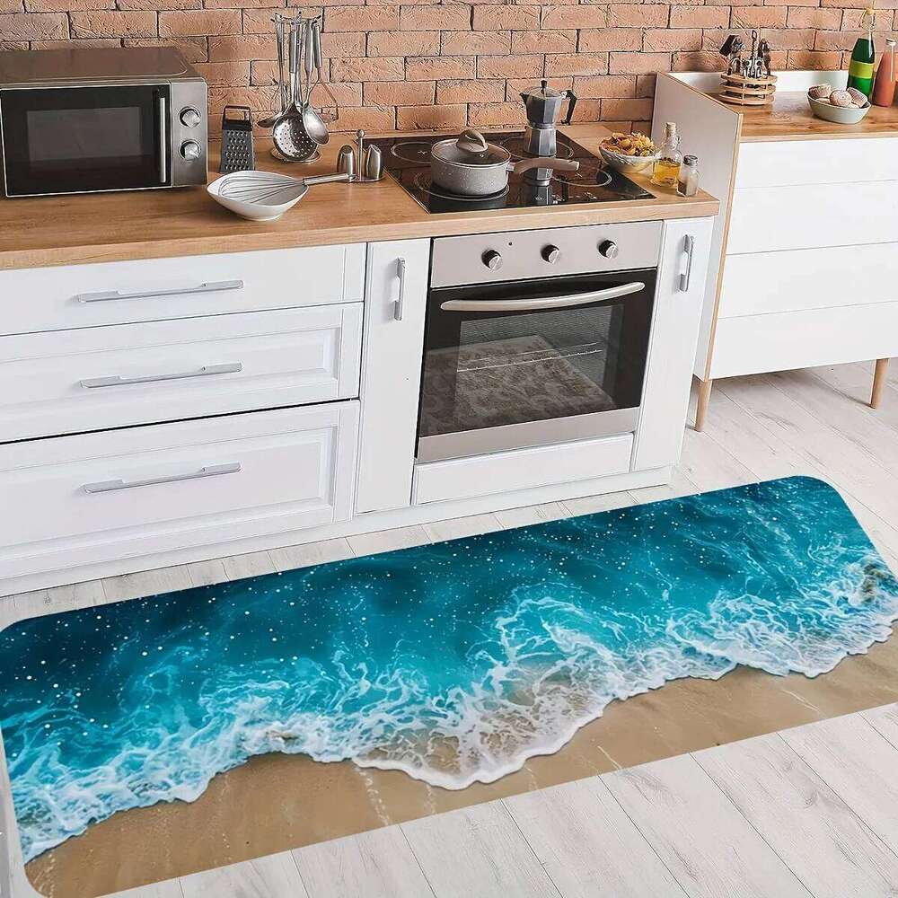 Summer Beach Wave Floormat Home Decor Non-slip Kitchen Hallway Balcony Rugs Bathroom Foot Pad Bedroom Door Mat H260226
