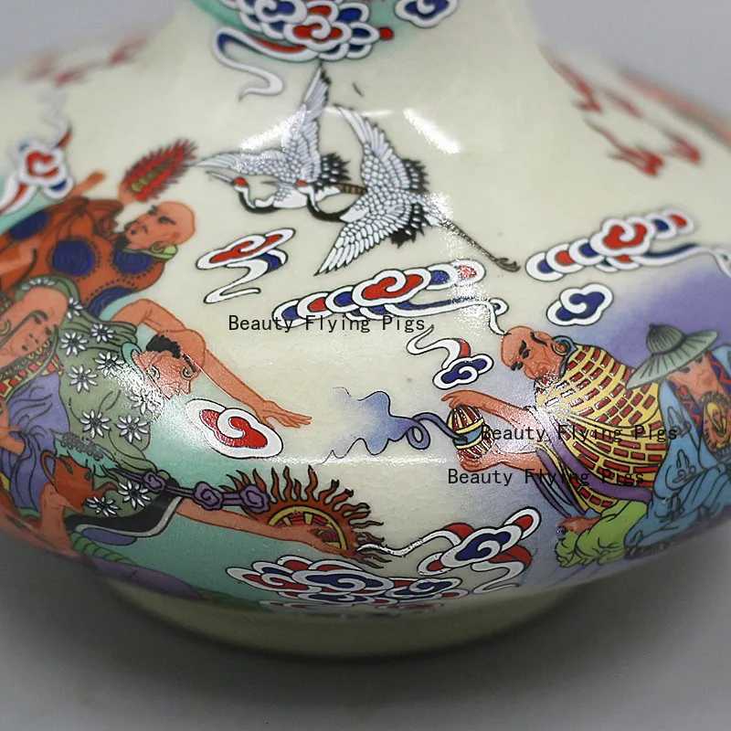 Eighteen Arhats Vase Chinese Ge Kiln Crackle Ceramic Decor for Home & Flower ArrangementT260227