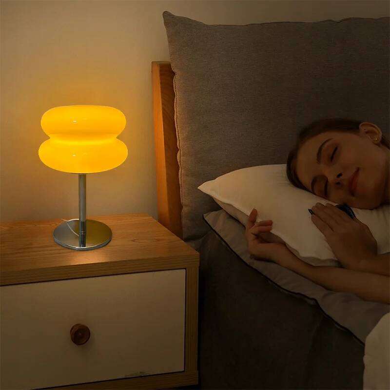 Macaron Glass Table Lamp Trichromatic Dimming Living Room Atmosphere Lamps Eye Protection Night Light Girl Bedroom Bedside Decor Z260227