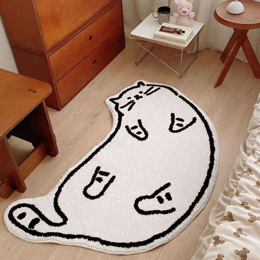 VIKAMA Sleepy House Cute Cream Style Cat Bedroom Side Rug Children's High-Quality Fleece Soft Carpet Home Decoration H260226