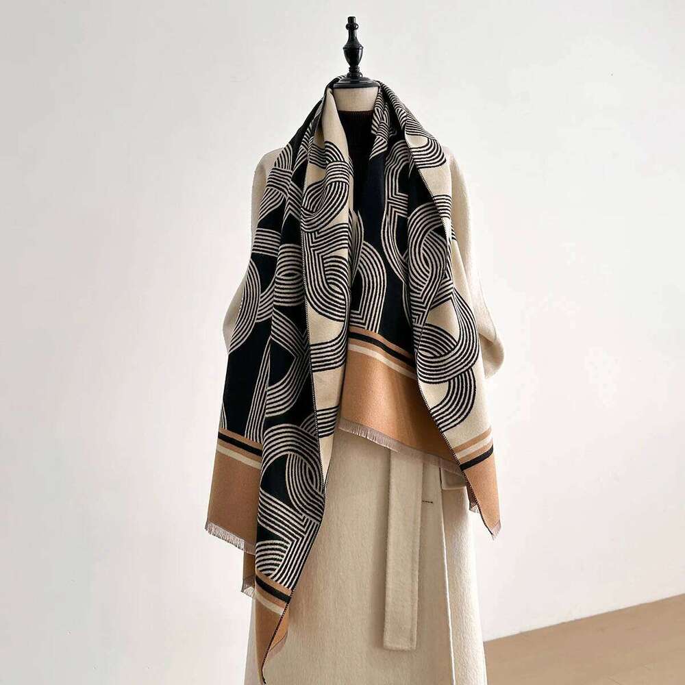 Women Winter Scarf Pashmina Shawls Lady Wraps Thick Warm Striped Pattern Bufanda Echarpe Female Cashmere Imitation Stoles Z260226