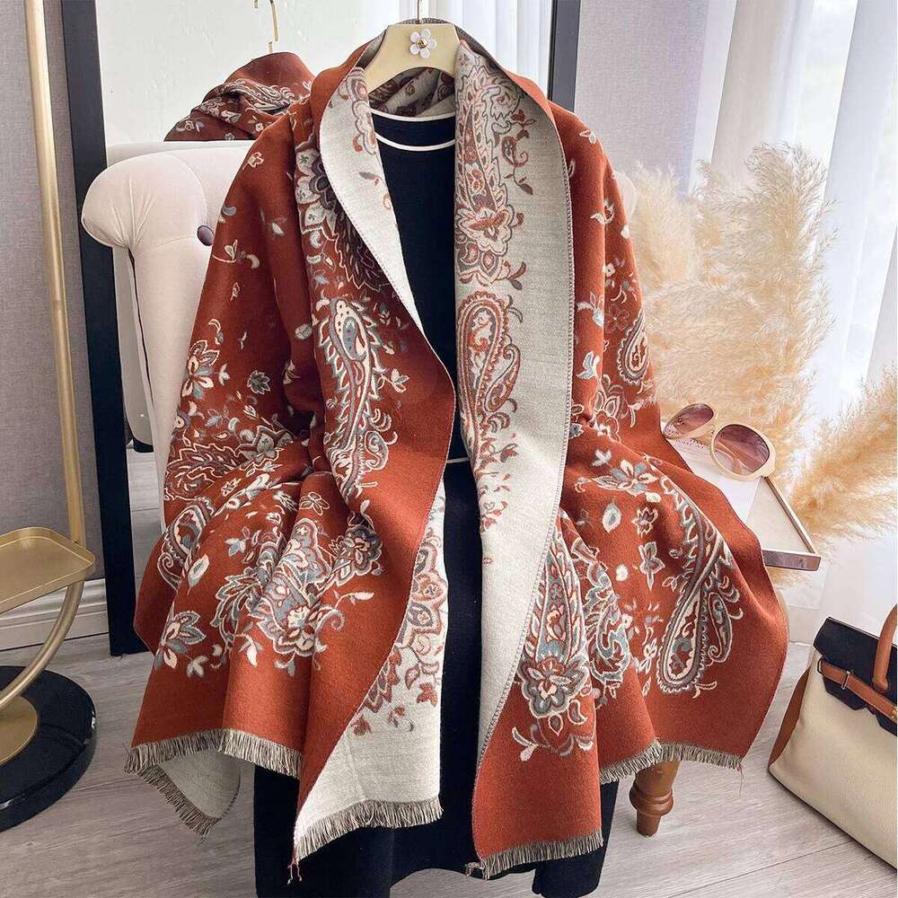 New Winter Luxury Women Two-Sided Paisley Jacquard Cashmere Warm Shawl Outdoor Coldproof Windproof Blanket Pashmina Scarf Z260226