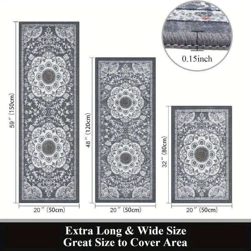 3 pcs set floor mat Bohemian style rugs carpet Non-slip comfortable washable kitchen decoration office bedroom corridor H260226