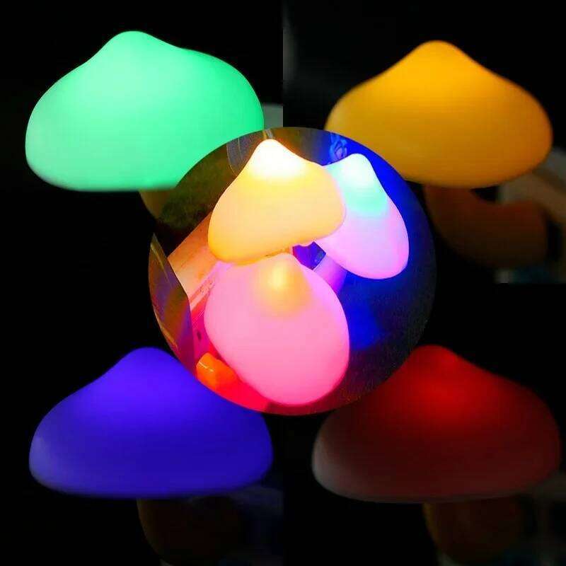 Mushroom Shape LED Night Light EU/Us Plug Automatic Bedroom Toilet Decoration Wall Lamps Light-control Sensor Home Lights Z260227