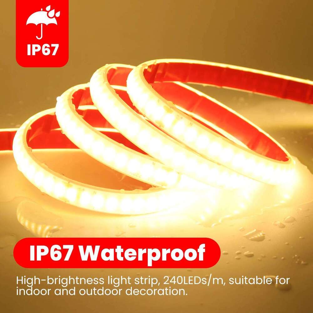 Bluetooth COB Strip IP67 Waterproof 220V 240Leds/m Flexible LED Tape RA90 Super Bright FOB Neon Light With EU UK Power Plug Z260226