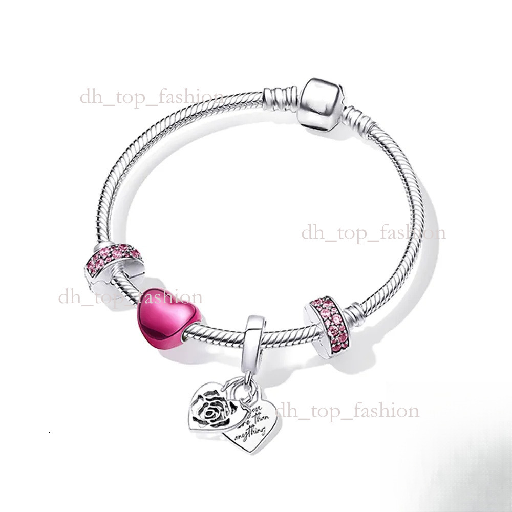 Designer Bracelet Pandorab Jewelry S925 Sterling Silver Women Charming Summer New Ocean Interweaving Pink Suspending Bracelet Girl Gift Pandorabraclet b48