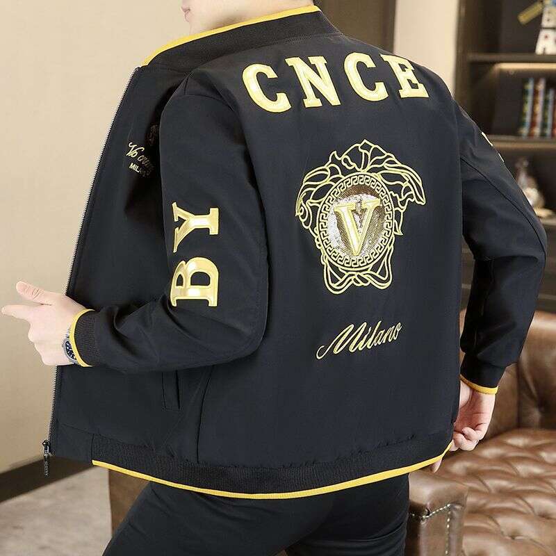 2026 High-End Embroidered Jacket Men's Spring New Stand Collar Coat Tiger Head Trendy Youth Casual Stylish