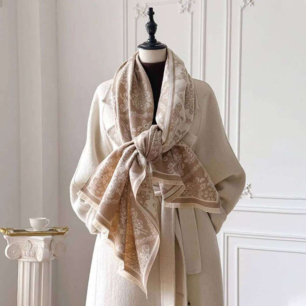 Luxury Brand Two-Sided Ethnic Style Scarf Imitation Cashmere Soft Warm Fringe Pashmina Shawl Winter Coldproof Windproof Blanket Z260226