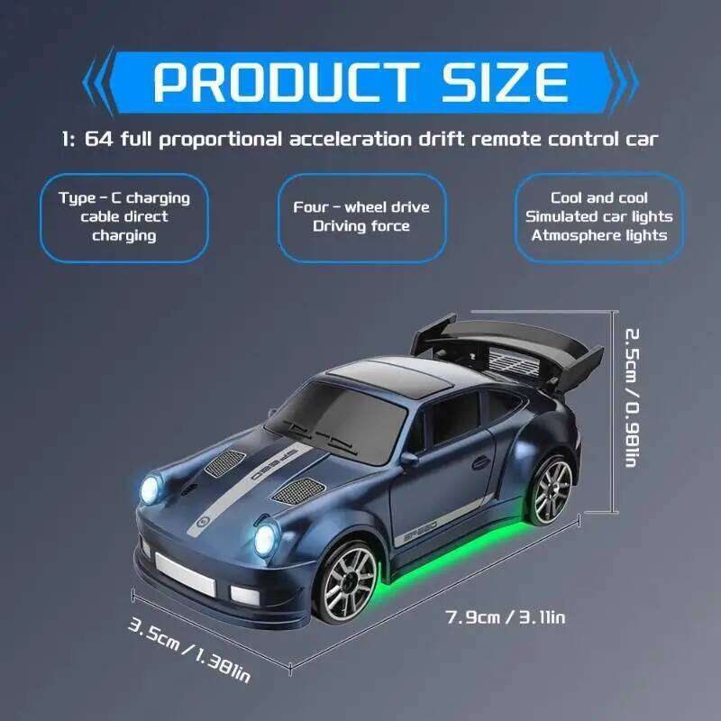 Rechargeable Mini Drift Car Toy, 1:64 Scale 4WD Racer Ready to Gift, Exciting Holiday Present for Kids & Racing Fans H260227