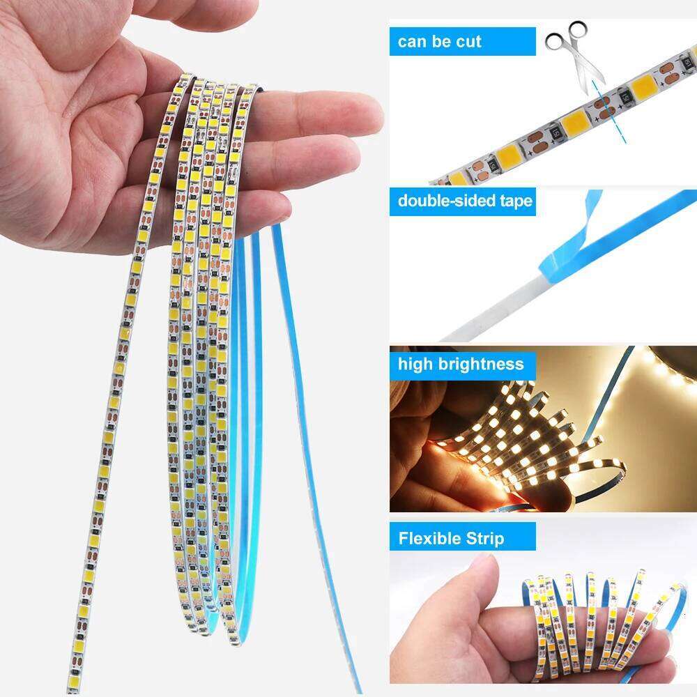 DC 5V LED Strip Narrow Width 3MM SMD 2835 120Leds/M 3000K 4000K 6000K Flexible Ribbon Tape Rope Advertising Light Z260226