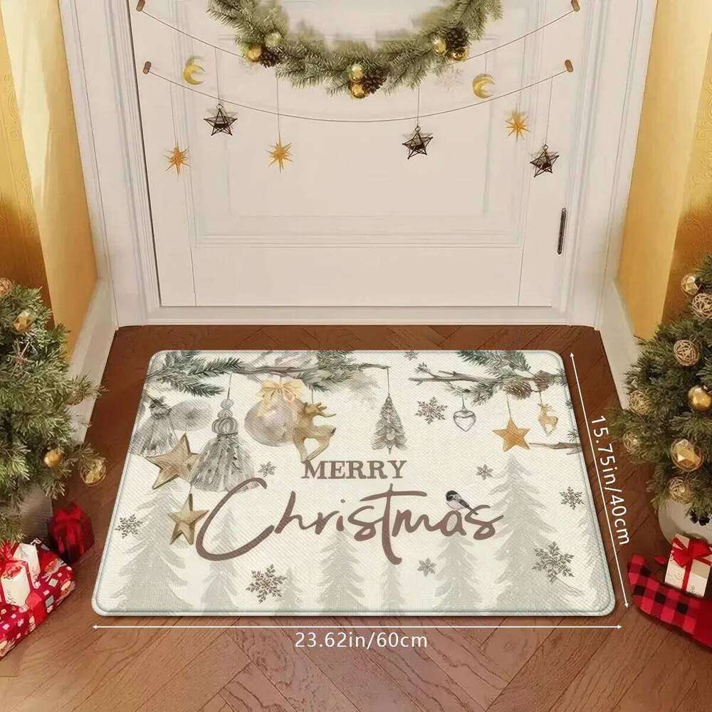 VIKAMA White Christmas Tree Pattern Bedroom, Living Room, Hallway Entrance Mat Soft Comfortable Rug Home Decor H260226