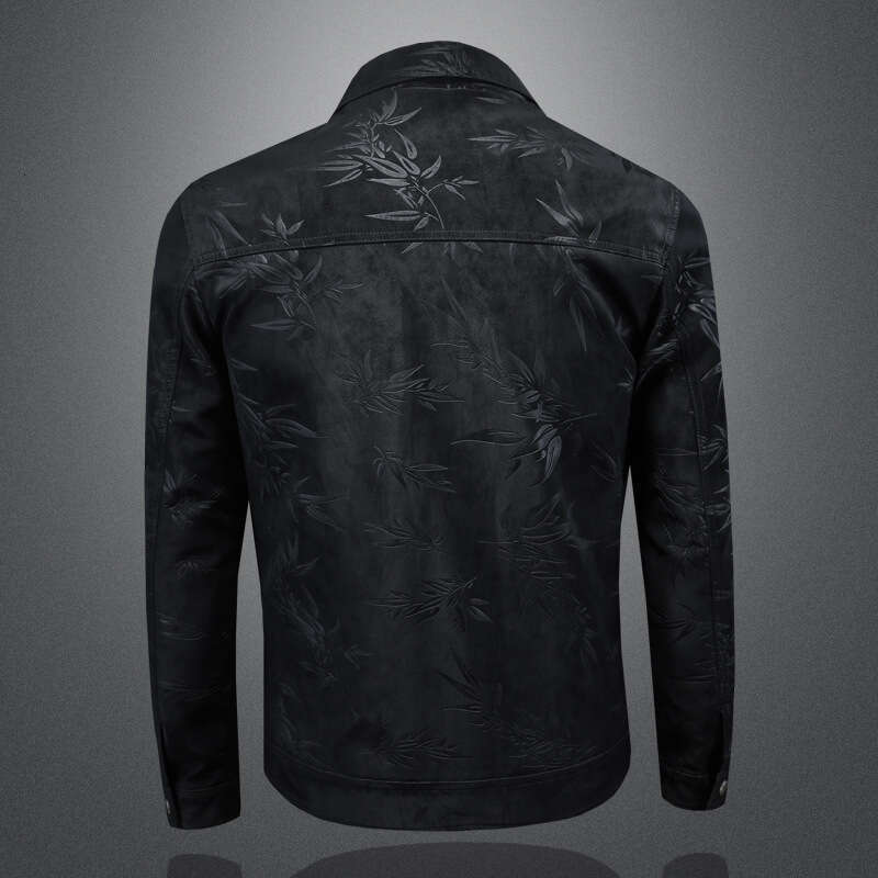 2025 New Men's Turn-Down Collar Jacket, Trendy Fashionable Slim Fit Versatile Motorcycle Leather Coat - view 5