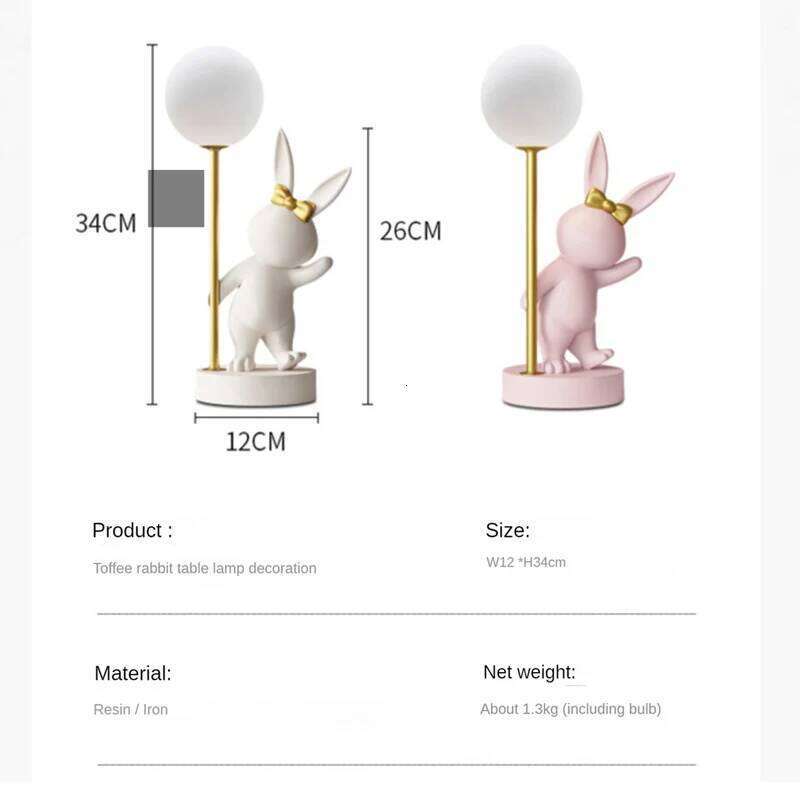 Nordic Rabbit Table Lamp Luxury Birthday Wedding Gift Nightlights Ins Cute Bunny Bedroom Decoration LED Atmosphere Night Light Z260227