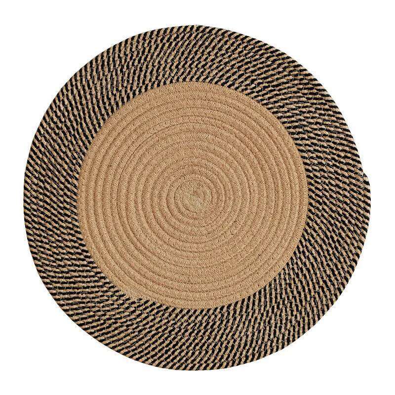 Boho Handmade Woven Cotton Round Area Rug 3 Ft Circle Rugs Non Slip Doormat Floor Carpet for Bedroom Living Room Entryway H260226