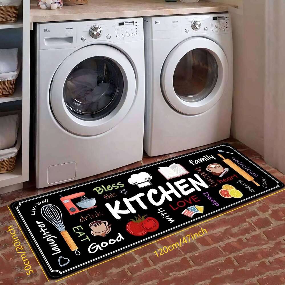 VIKAMA 1/2 pcs Printed Durable and Wear-Resistant, Kitchen Floor Mat, Laundry Room Carpet, Home Decor H260226