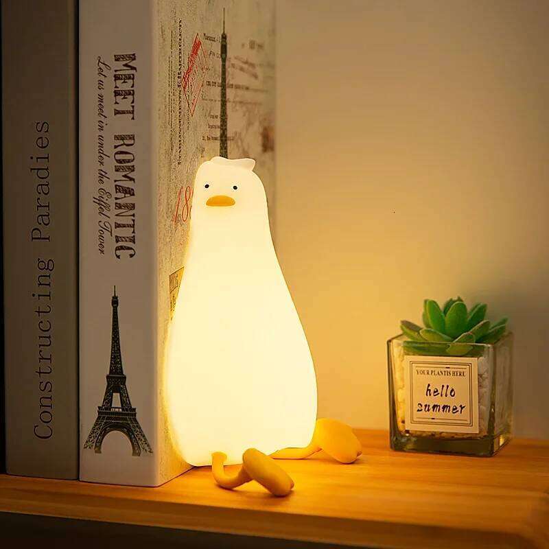 LED Children Night Light Rechargeable Silicone Squishy Duck Child Holiday Gift Sleeping Creative Bedroom Desktop Decor Lamp Z260227