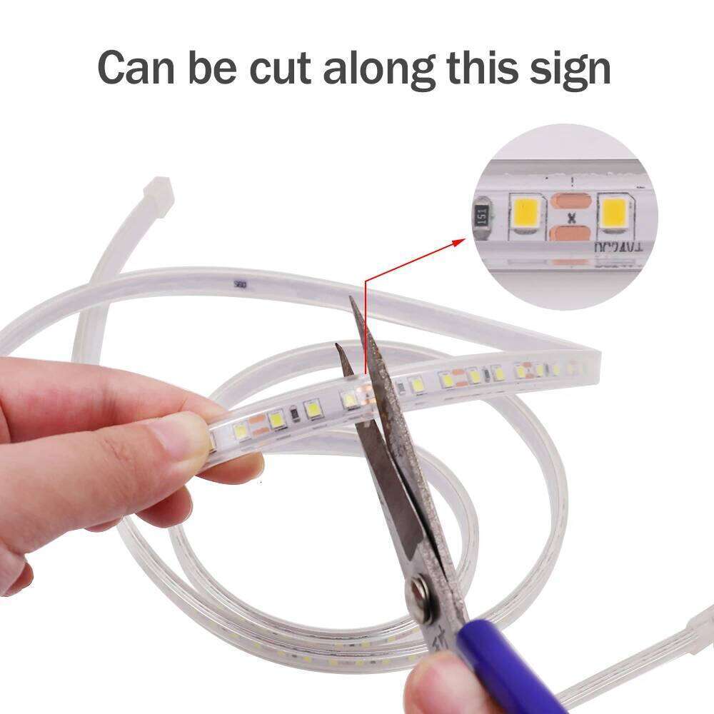 DC 12V 24V LED Strip Waterproof IP67 SMD 2835 120LEDs/M Warm Natural White Flexible Ribbon Tape Rope Lights Z260226