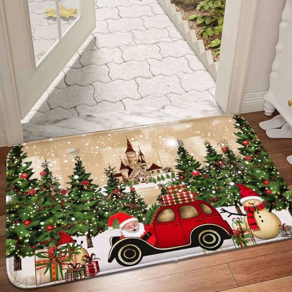 Christmas Welcome Indoor Outdoor Non-Slip Dirt Resistant Door Bedroom Bed Comfort Living Room Floor Mat H260226