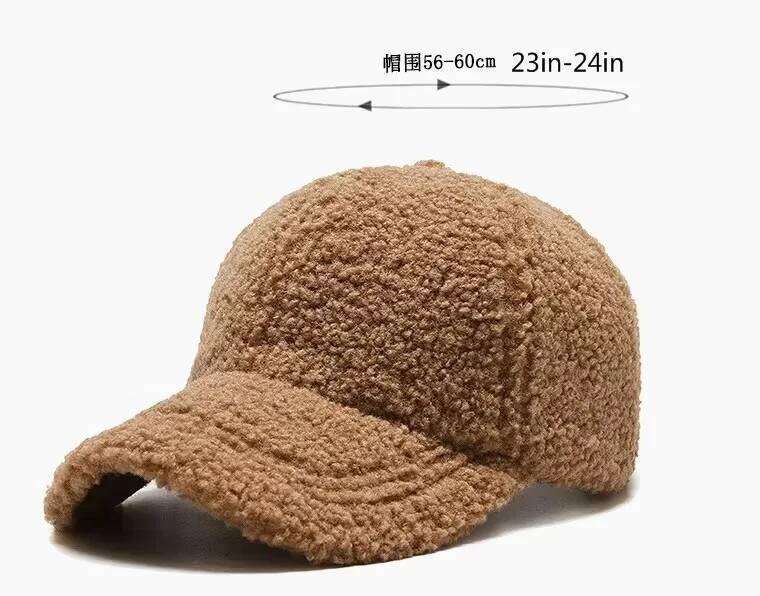 Big Head Winter Artificial Lamb Wool Solid Women Men AutumnHats Keep Warm Cap Plush Baseball Caps Outdoor Dad Hat Z260226