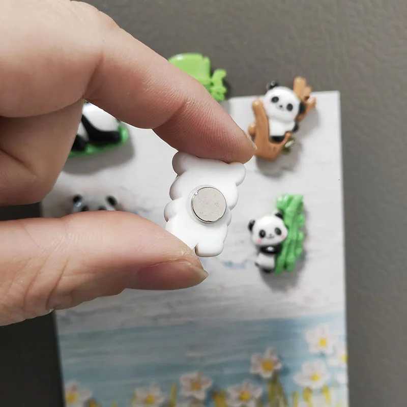 Cute Panda Fridge Magnets 6pcs Chinese Style Resin Home Decor for Whiteboard & RefrigeratorT260227