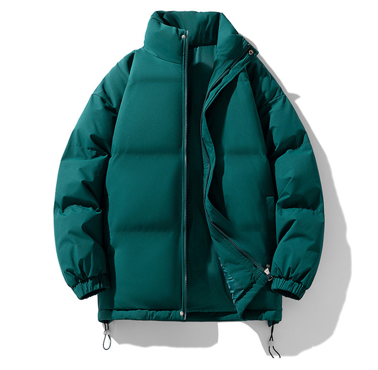 Unisex Winter Thickened Puffer Jacket, Men's Loose Stand Collar Trendy Coat, Solid Color Versatile Couples Cotton Padded Outerwear