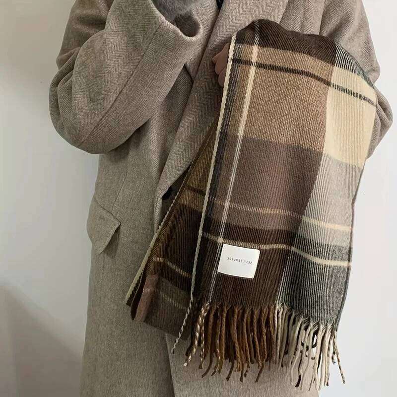 New Simple Versatile Palid Tassel Stylish Unisex Warm Neck Autumn Winter Thickened Coldproof Wrap Scarf Z260226