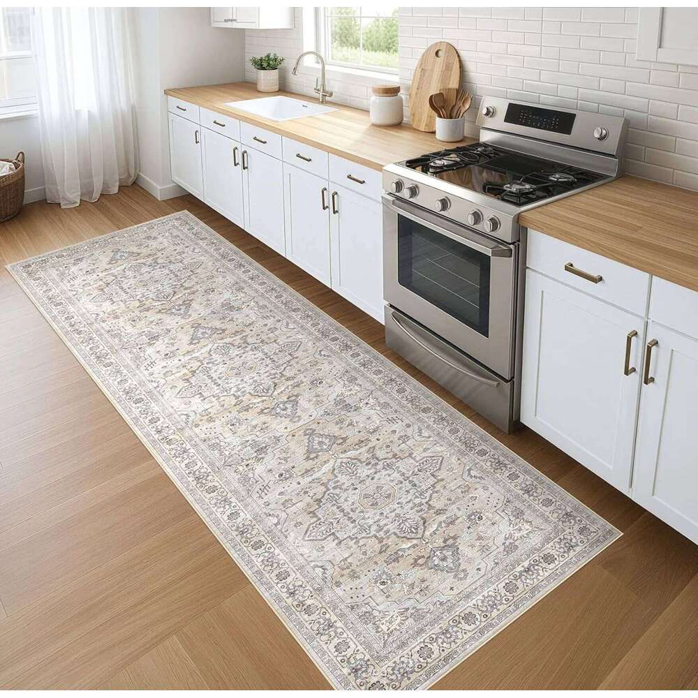 Non Slip Washable Multi Style Runner Rug Floral Retro Abstract Pattern Mat for Kitchen Hallway Corridor Home Decor Floor Carpet H260227 - view 4