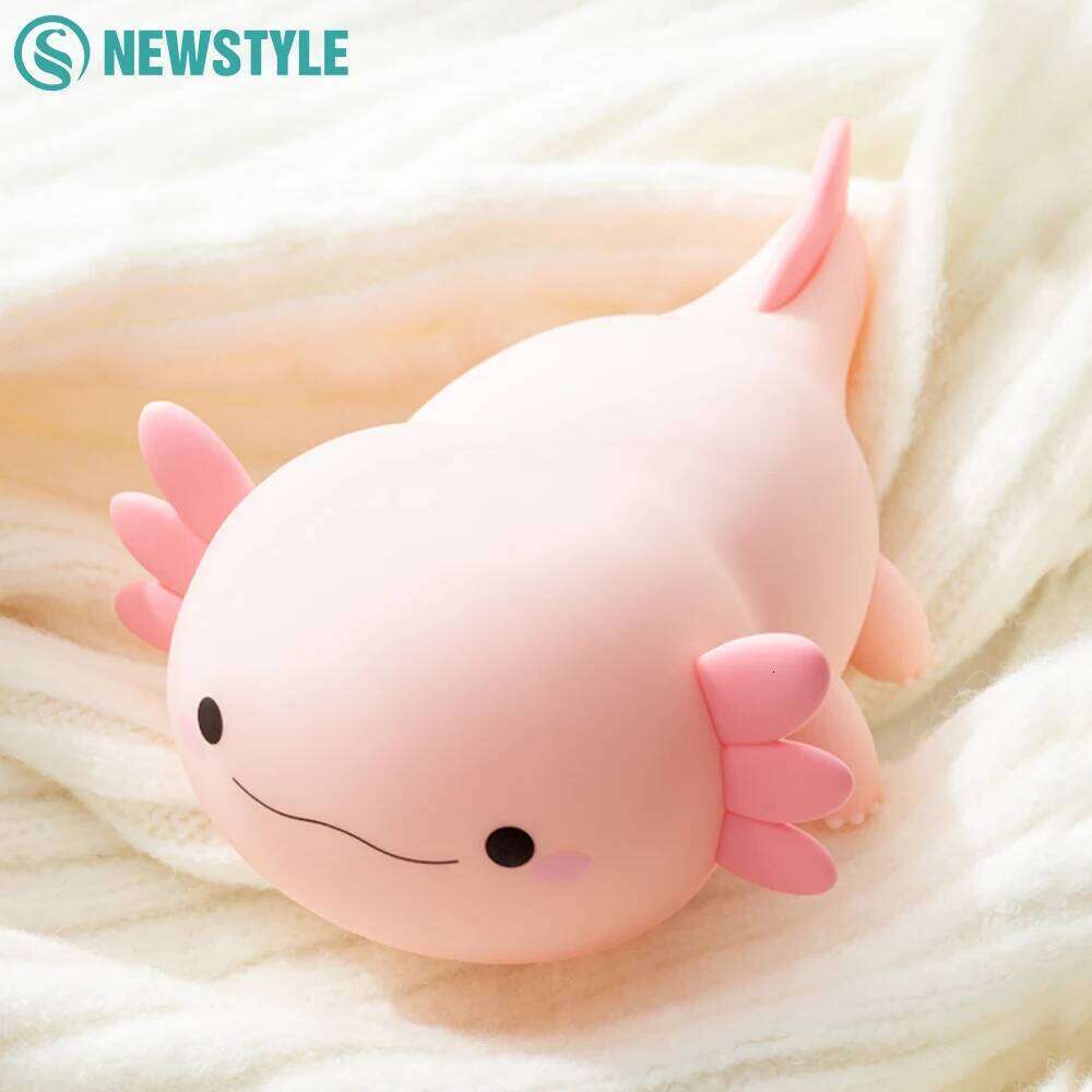 Novelty Silicone Axolotl Night Light Rechargeable Nursery Sleeping Lamp Touch Control Nightlights for Baby Room Decor Z260227