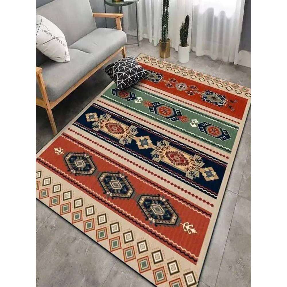 VIKAMA Crystal Velvet 50*80cm National Retro Persian Wind Living Room Sofa Floor Homing Carpet Bohemian Door Mat H260226