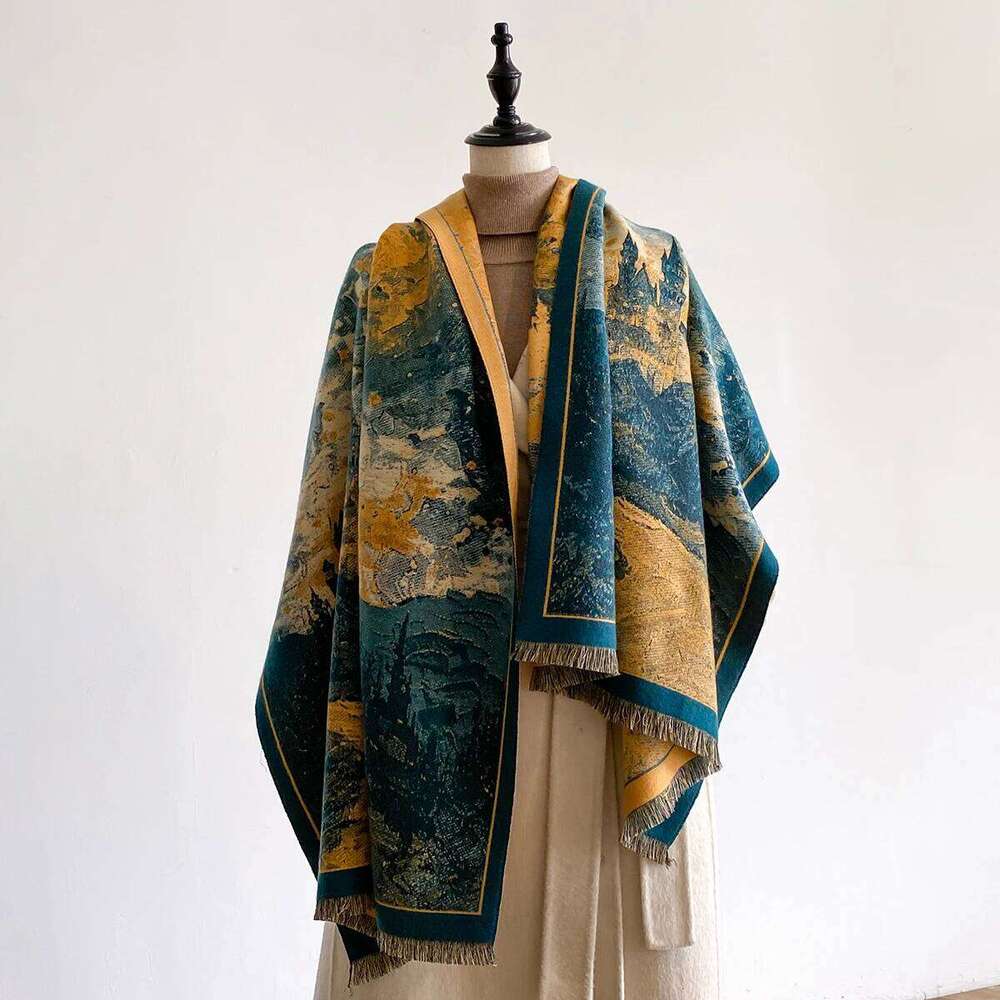 Brand Design Architecture Print Scarves Women Winter Thicken Scarf Imitation Cashmere Shawl Warm Coldproof Windproof Blanket Z260226