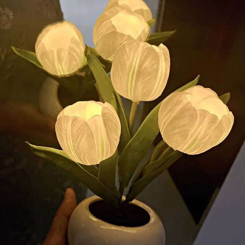 Tulip Nightlight Simulation Bouquet Insertion Electric Light Bedroom Girl Decorative Atmosphere Desk Lamp Gift Z260227