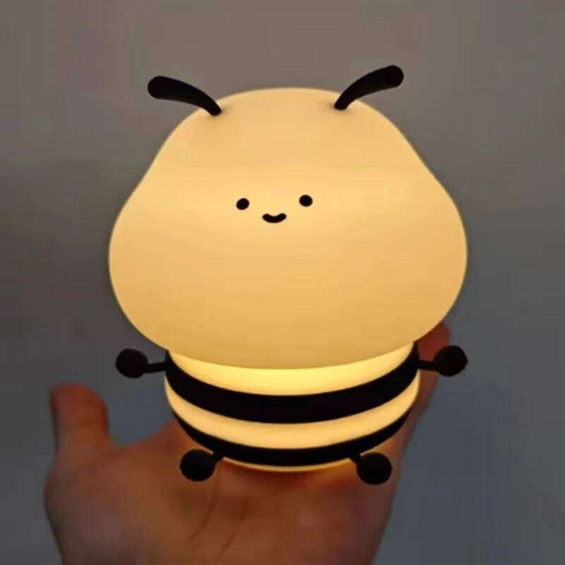 LED Night light Cute Bee Cartoon Animals Silicone Lamp for Children Kid Touch Sensor Timing USB Rechargeable For Birthday Gifts Z260227